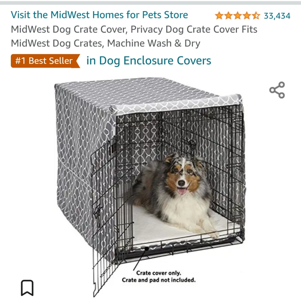 Cute Dog Crate Cover Grey Geometric
